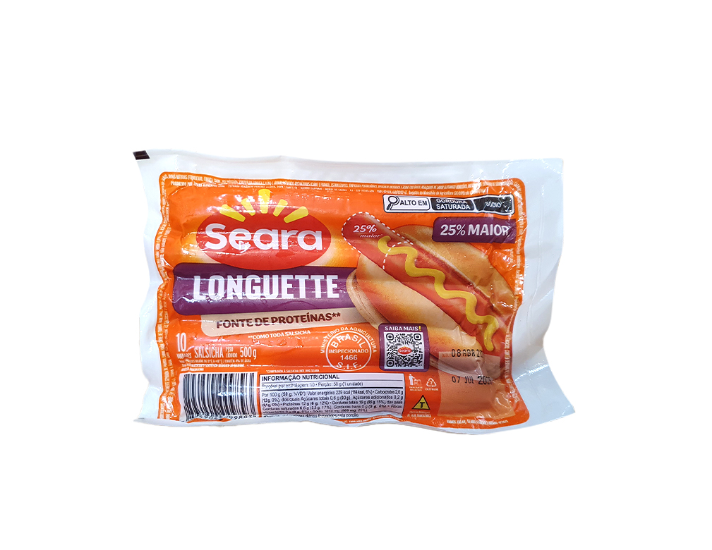 SALSICHA RESFRIADA LONGUETTE SEARA 500 G (CX 12 PCT)